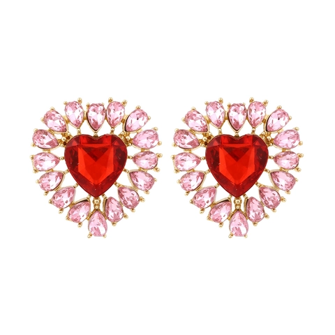 Orecchini A Goccia A Cuore Vintage Lega Di Zinco Strass Colorati Esagerati Gioielli Alla Moda Per Donne