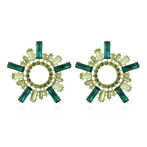 Pendientes Colgantes De Aleación Cristal Strass Geométrico Starburst Joyería Vintage Para Mujeres