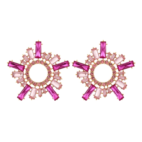 Pendientes Colgantes De Aleación Cristal Strass Geométrico Starburst Joyería Vintage Para Mujeres
