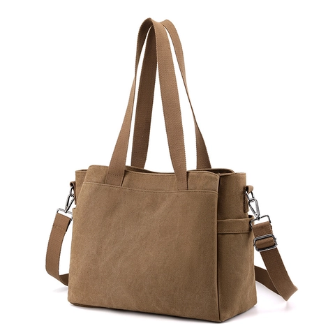 Damen Große Kapazität Segeltuch Tragetasche Lässig Multi-Taschen Schultertasche Umhängetasche Handtasche Für Arbeit Reisen Schule