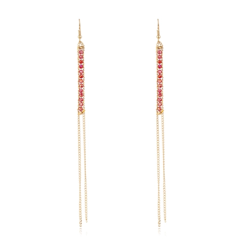 Long Tassel Beaded Dangle Earrings Gold Alloy Chain Glass Beads Bohemian Statement Handmade Jewelry For Women