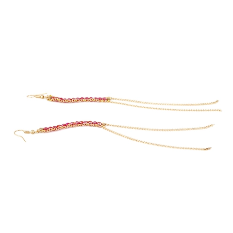 Long Tassel Beaded Dangle Earrings Gold Alloy Chain Glass Beads Bohemian Statement Handmade Jewelry For Women
