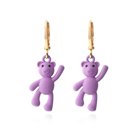 Süße Matte Lackierte Bär Ohrhänger Für Damen Vintage Kawaii Cartoon Tier Bär Leverback Schmuck