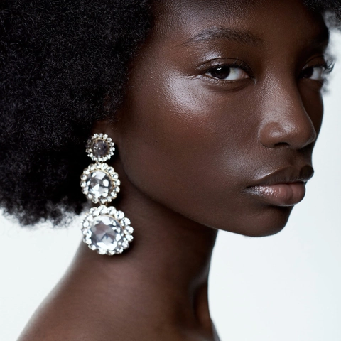 Three Layer Round Dangling Earrings Alloy Rhinestone Resin With Stainless Steel Earring Post Statement Retro For Women