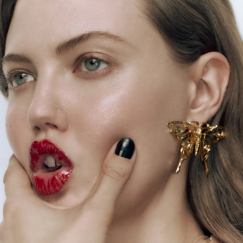 Orecchini A Farfalla In Lega Stile Metallo Liquido Design Traforato Vintage Pendenti Gioielli Dichiarazione Per Donne