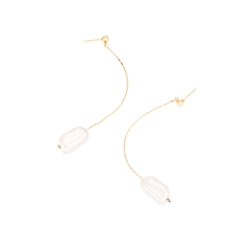 Pendientes Largos De Borla Con Perla Artificial De Imitación Barroca Cadena De Cobre Color Dorado Estilo Geométrico Elegante Mujer