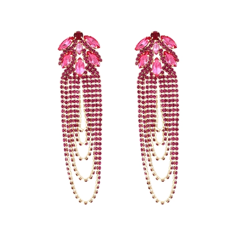 Rhinestone Quaste Tropfen Ohrringe High End Luxus Geometrische Legierung Kristall Lange Hängeohrringe Schmuck Damen Party