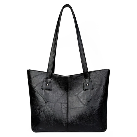 Borsa Tote Donna Capiente Pelle PU Design Patchwork Cuciture Borsa A Tracolla Con Ciondolo Pompon Elegante Trendy Quotidiana