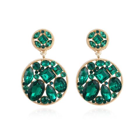 Orecchini Pendenti Geometrici Con Cristalli Colorati Per Donna Retro Cavo Rotondo Lega Strass Stile Boemo