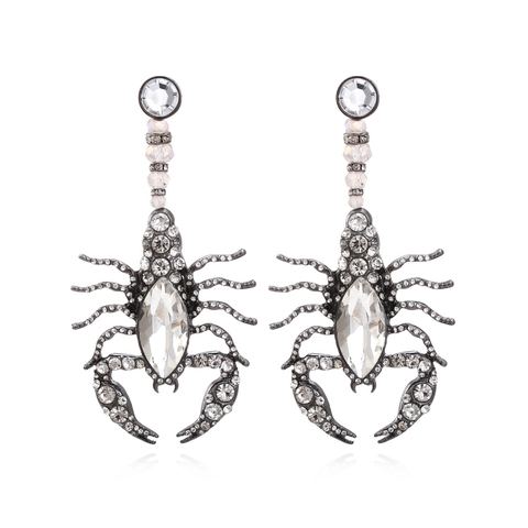 Boucles D'oreilles Pendentif Scorpion Alliage Verre Strass Style Gothique Longue Bijoux Déclaration Animal Pour Femmes