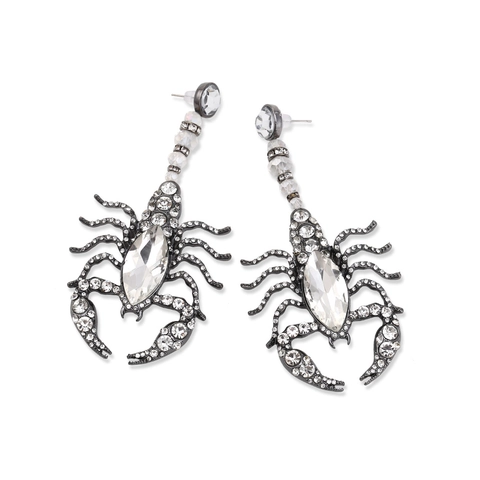Boucles D'oreilles Pendentif Scorpion Alliage Verre Strass Style Gothique Longue Bijoux Déclaration Animal Pour Femmes