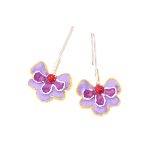 Grandes Boucles D'oreilles Fleuries En Alliage Émail Fleur Colorée Crochet Style Bohème Vintage Exagéré Pour Femmes