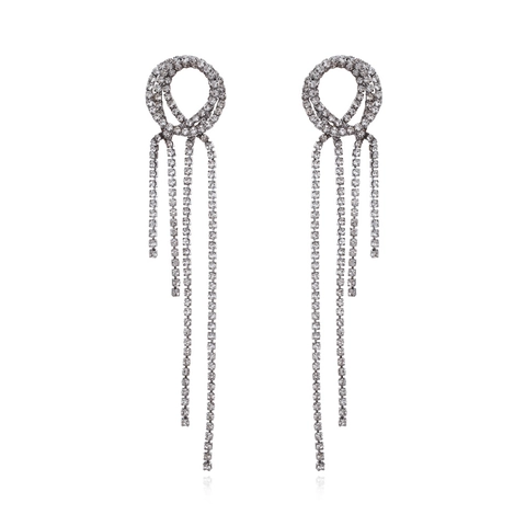 Orecchini Lunghi A Pendente Con Nappine E Strass Lega Geometrica Gioielli Da Festa Per Donna Stile Di Lusso