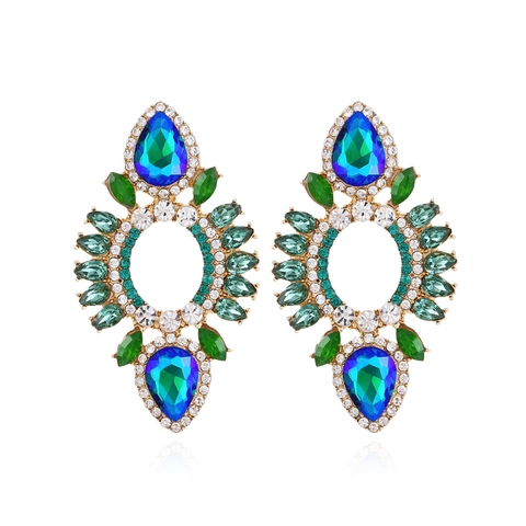 Statement Hangende Oorbellen Voor Dames Legering Goudkleurig Met Druppel Glaskristal En Strass Boheemse Vintage Stijl Sieraden