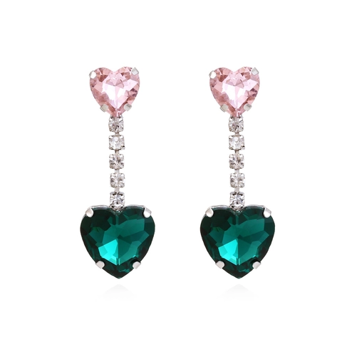 Orecchini Pendenti A Cuore Di Cristallo Strass Doppio Cuore Goccia Gioielli Di Moda Eleganti Per Donne
