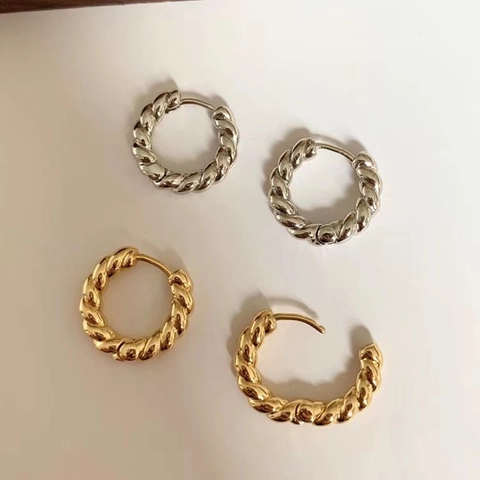 Gedrehte Seil Textur Creolen Kupfer Minimalistisch Chic Stil Mode Schmuck Für Frauen Pendeln