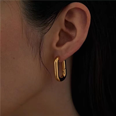 Minimalistische U-Förmige Creolen Für Frauen Poliertes Kupfer Geometrische Ovale Ohrringe Schicker Schmuck Exquisit