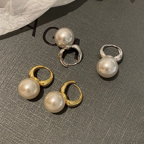 Französische Retro Künstliche Perlen Ohrringe Kupfer Geometrische Hänger Elegant Schmuck Für Damen