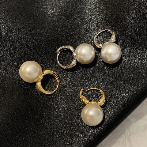 Französische Retro Künstliche Perlen Ohrringe Kupfer Geometrische Hänger Elegant Schmuck Für Damen