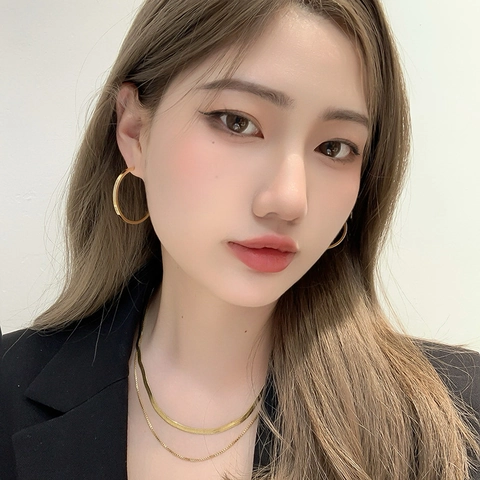 Oversized Hoop Earrings With 925 Sterling Silver Earring Post Copper High Polished Minimalist Fashion Jewelry For Women