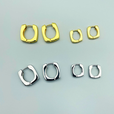 Pendientes de Aro Cuadrados de Cobre Chapados en Oro de 18K Minimalistas Geométricos de Metal Para Mujer Joyería de Oreja Moderna