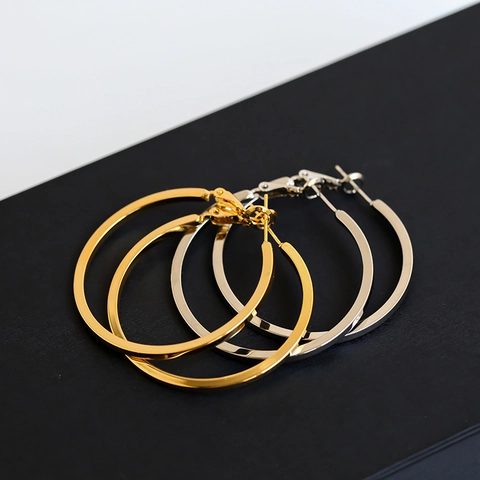 Oversized Hoop Earrings With 925 Sterling Silver Earring Post Copper High Polished Minimalist Fashion Jewelry For Women