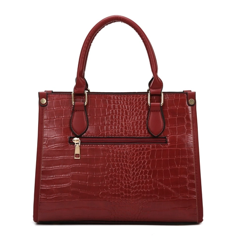 Damen Krokodil-Muster PU-Leder Tote-Bag Mit Schultergurt Geprägte Handtasche Brieftasche Kartenhalter Set Büro Schultertasche