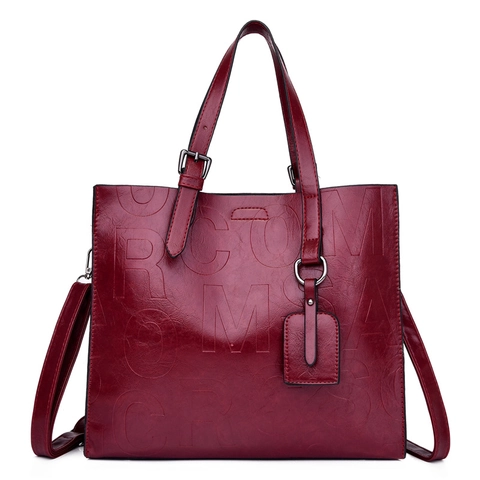 Damen Große Kapazität PU Leder Shopper Und Lange Geldbörse Geprägte Buchstaben Umhängetasche Mode Urban Handtasche