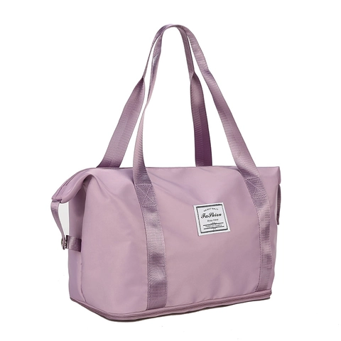 Large Capacity Waterproof Nylon Travel Bag Women Fitness Sports Duffel Bag Independent Shoe Compartment Fashion Handheld Bag
