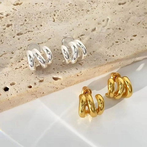 Orecchini A Cerchio Multistrato Con Perno In Argento Sterling 925 Rame Intrecciato Gioielli Stile Francese Per Donne