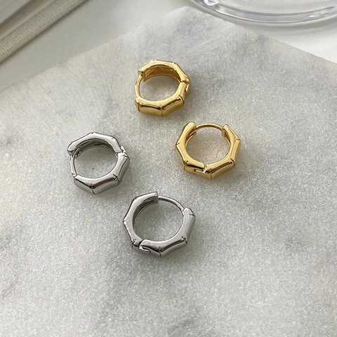 Bambus Textur Huggie Hoop Ohrringe Kupfer Geometrische Minimalistische Französisch Stil Kleine Ohrbuckle Für Damen