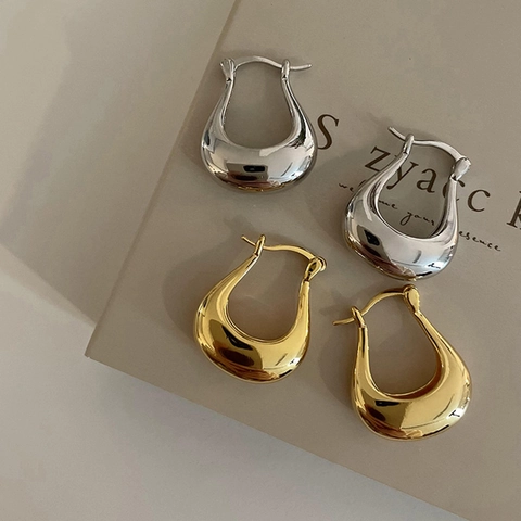 Klobige U-Förmige Creolen Kupfer 18K Vergoldet Mit Silver Earring Post Minimalistische Geometrische Wassertropfen Für Damen