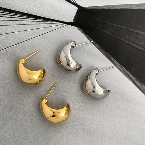 Pendientes De Botón Gota De Agua Cobre Pulido Brillante Minimalista Geométrico Joyería De Moda Para Mujeres