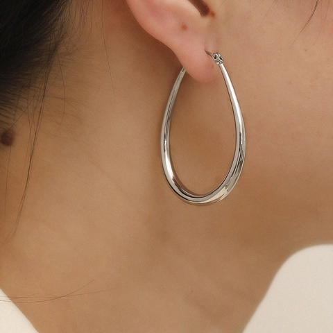 Orecchini A Cerchio A Goccia Minimalisti Rame Placcato Oro 18K Lucido Gioielli Ovali Per Donna