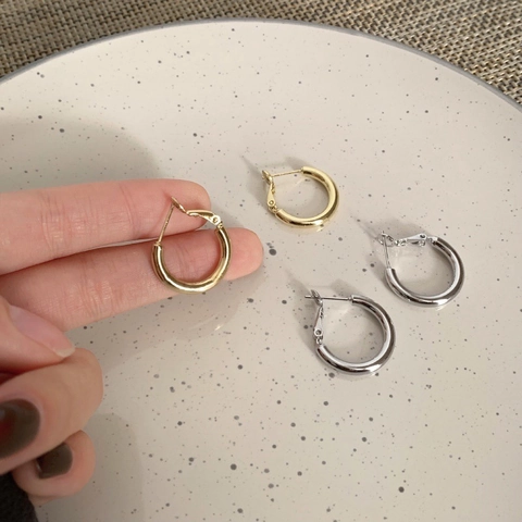 Orecchini A Cerchio Geometrici Minimalisti In Rame Lucidato Tondo Gioielli Moderni Donna Moda Quotidiana Stile INS Design