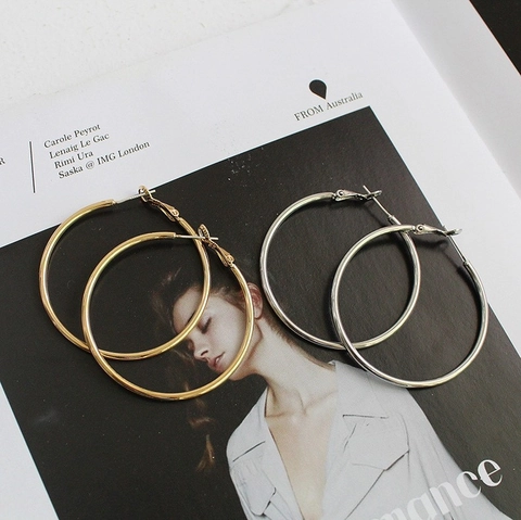 Hoop Earrings For Women Copper 18K Gold Plated Geometric Circle With 925 Sterling Silver Earring Post Polished