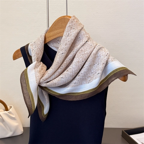 Foulard Quadrato Bandana Poliestere Stampato Francese Retrò Protezione Solare Trama Spina Pesce Elegante Scialle Donne