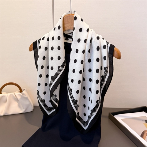 Foulard Quadrato A Pois Foulard In Poliestere Effetto Raso Trama A Spina Di Pesce Bandana Retro Fashion Per Donna