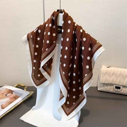 Foulard Quadrato A Pois Foulard In Poliestere Effetto Raso Trama A Spina Di Pesce Bandana Retro Fashion Per Donna