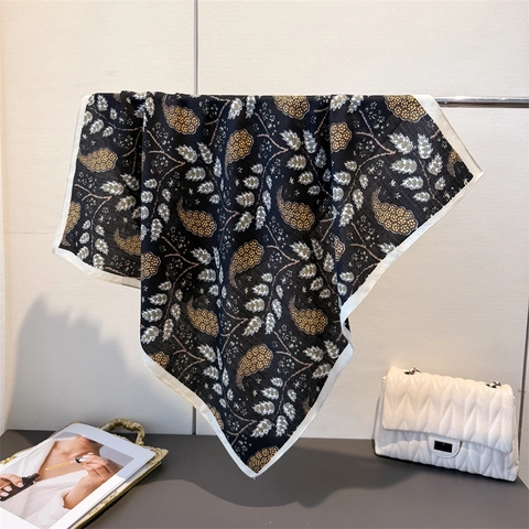 Sciarpa Quadrata Con Stampa Paisley Effetto Raso Scialle Leggero Protezione Solare Vintage Per Donna