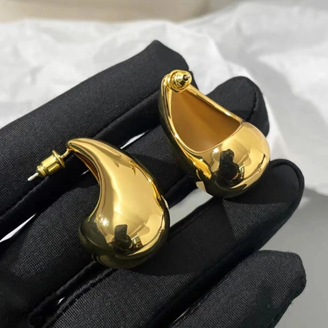 Orecchini A Goccia Rame Placcato Oro 18K Lucidato A Specchio Gioielli Geometrici Minimalisti Per Donne Moda