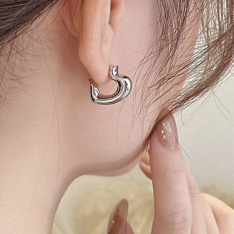 Copper Heart Stud Earrings With 925 Sterling Silver Earring Post High Polish Minimalist Abstract Jewelry For Women