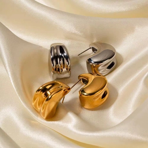 Orecchini A Goccia D Acqua Spessi Per Donne Rame Placcato Oro 18K Lucidato Gioielli Minimalisti Con Perno In Rame