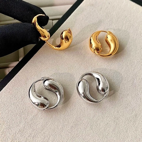 Water Drop Hoop Earrings 18K Gold Plated Copper Solid Teardrop Minimalist High End Geometric For Women