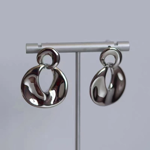 Boucles D Oreilles Vagues Géométriques Irrégulières Cuivre Plaqué Or 18K Avec Tiges En Argent Sterling 925 Pour Femmes