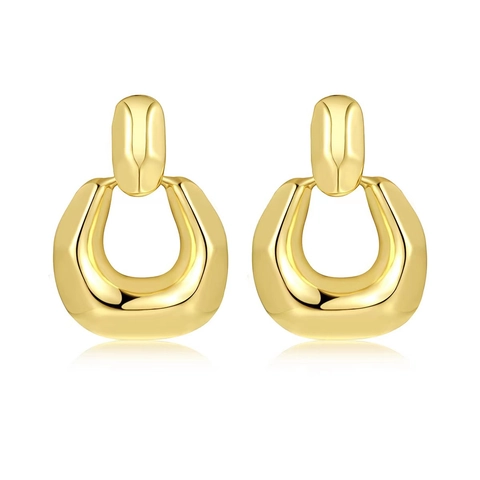 Geometric Chunky U-Shape Drop Earrings Copper 18K Gold And Silver Plated Irregular Minimalist Metal Style For Women