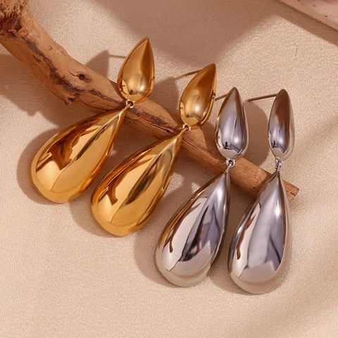 Pendientes Colgantes En Forma De Lágrima Para Mujer Cobre Acabado Espejo Pulido Minimalista Joyería De Moda