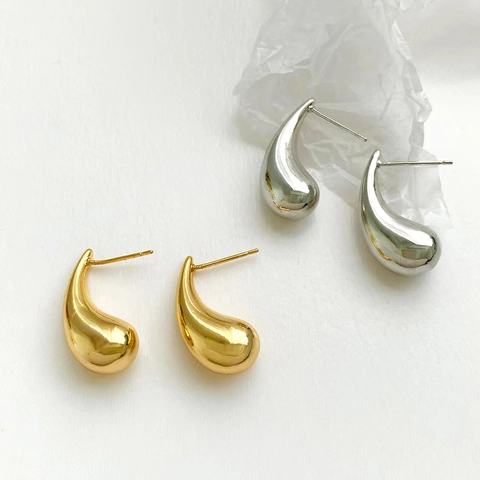 Minimalist Teardrop Stud Earrings Gold Silver Plated Solid Geometric Polished Copper Jewelry Women With Copper Earring Post