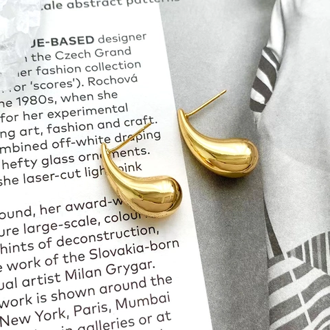 Minimalist Teardrop Stud Earrings Gold Silver Plated Solid Geometric Polished Copper Jewelry Women With Copper Earring Post