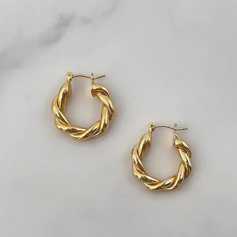 Gedraaide Touw Hoop Oorbellen Koper Minimalistisch Hol Rond Geometrisch Mode Klassiek Sieraden Accessoire Voor Vrouwen
